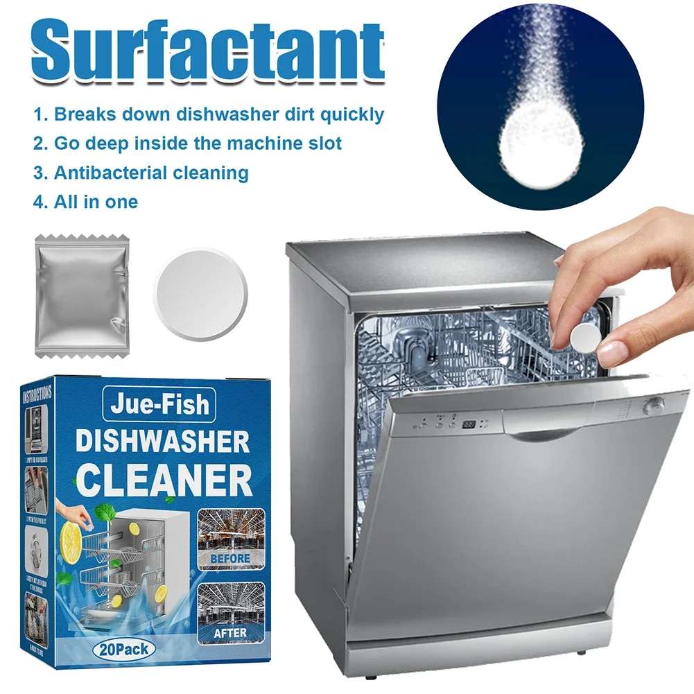 Dishwasher Cleaner Oil Stain Removal Descaling Detergent Tablets Kitchen Cleaning 20pcs dishwasher cleaner