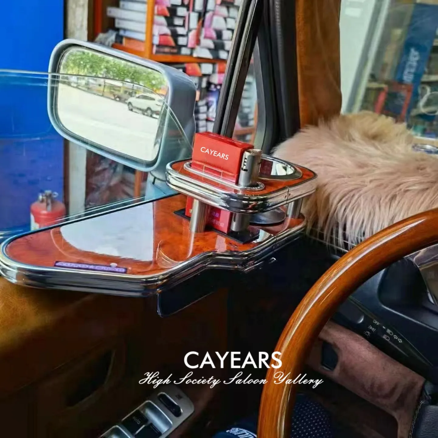 JDM 크롬 우드 그레인 럭셔리 음료 컵 홀더 대형 VIP 테이블 차량 운전석 도어 바 카운터 계기판 데스크 스즈키 와곤R용