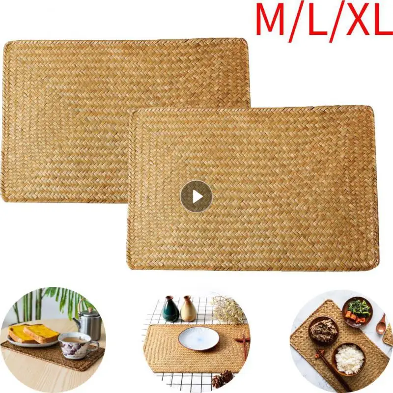 Manteles-Individuales-tejidos-de-paja-hechos-a-mano-para-mesa-de ...