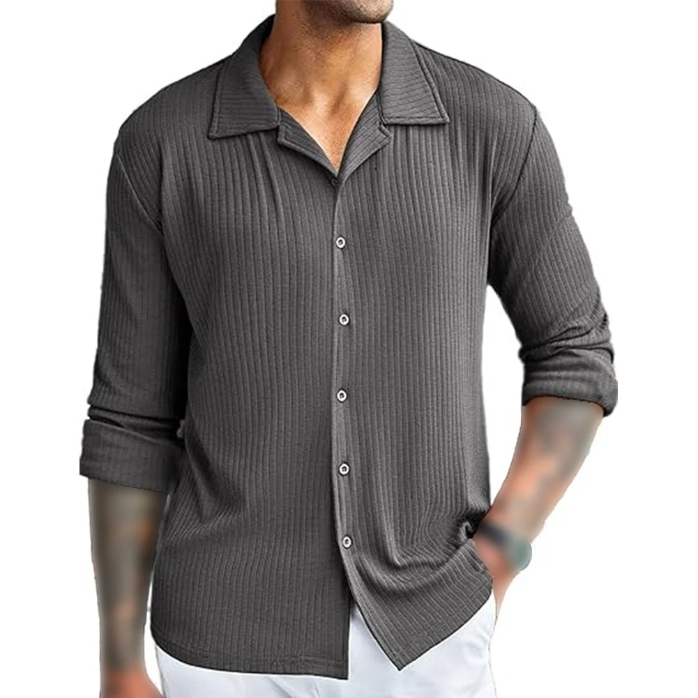 

Fashion Men's Shirts Solid Color Long Sleeve Office Work Casual Party Single Breasted Drape Top Shirt Clothing
