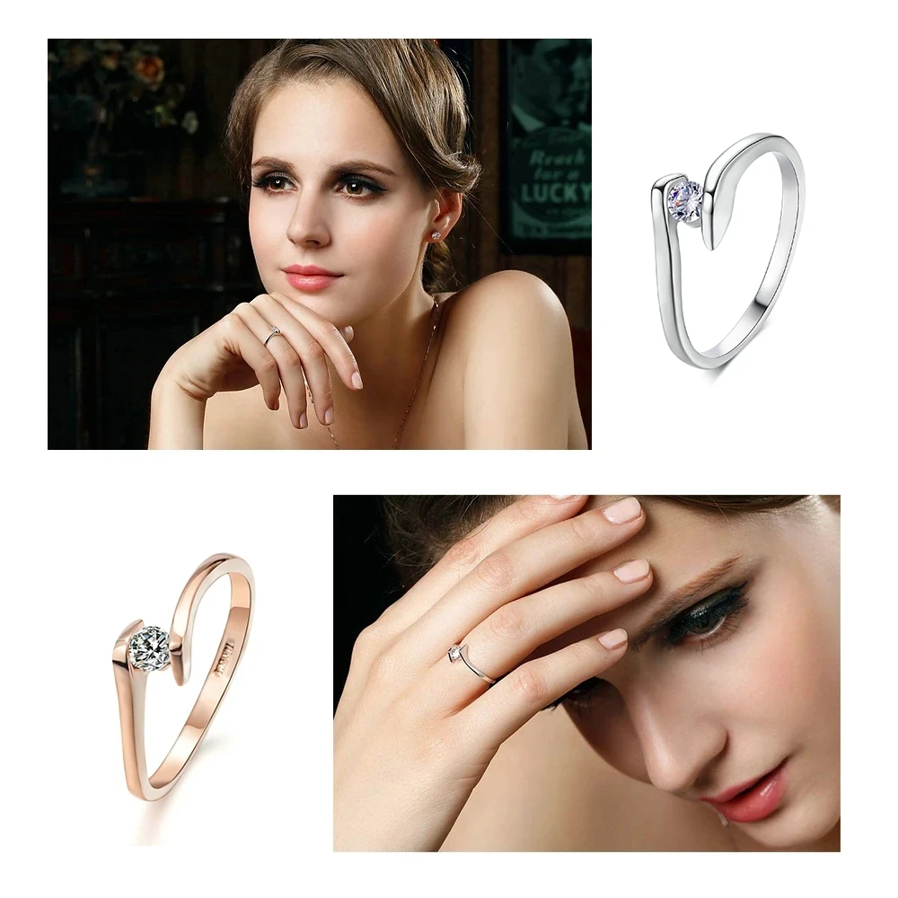 Engagement/Wedding Finger Rings For Women Austrian Cubic Zirconia Rose Gold Color Fashion Brand Jewelry For Women R239 wedding rings finger rings womens ring jewelry rings ring jewelry