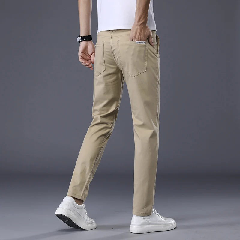 7 Colors Men's Classic Solid Color Summer Thin Casual Pants Business Fashion Stretch Cotton Slim Brand Trousers Male - Image 2