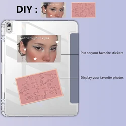 Crystal Clear Tablet Case with Pencil Holder and Auto Sleep Function for iPad Mini 6 7 (DIY1 - YZYKL - Purple)