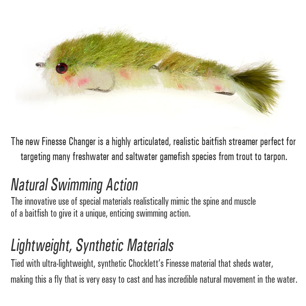 Chocklett's Finesse Game Changer Articulated Fish Spine Fly Rainbow Trout Streamer Fishing Fly Lures