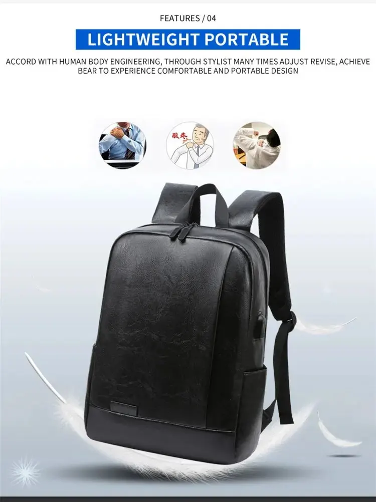 1 Pack 15.6 Inch Men's Business Simple Computer Backpack Usb Charging Lightweight Schoolbag Travel Commuting