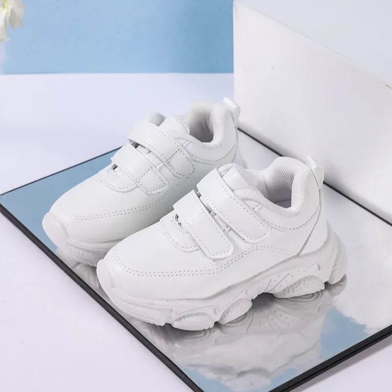 White Non Slip Kids School Sneakers Breathable Tennis Shoes