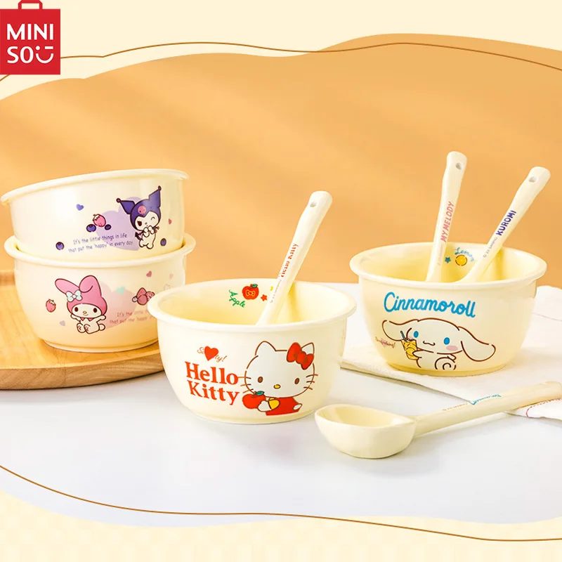 

Miniso Kawaii Sanrio Kuromi Cinnamoroll My Melody Ceramic Bowl Anime Children Students Household Tableware Rice Bowl Soup Bowl