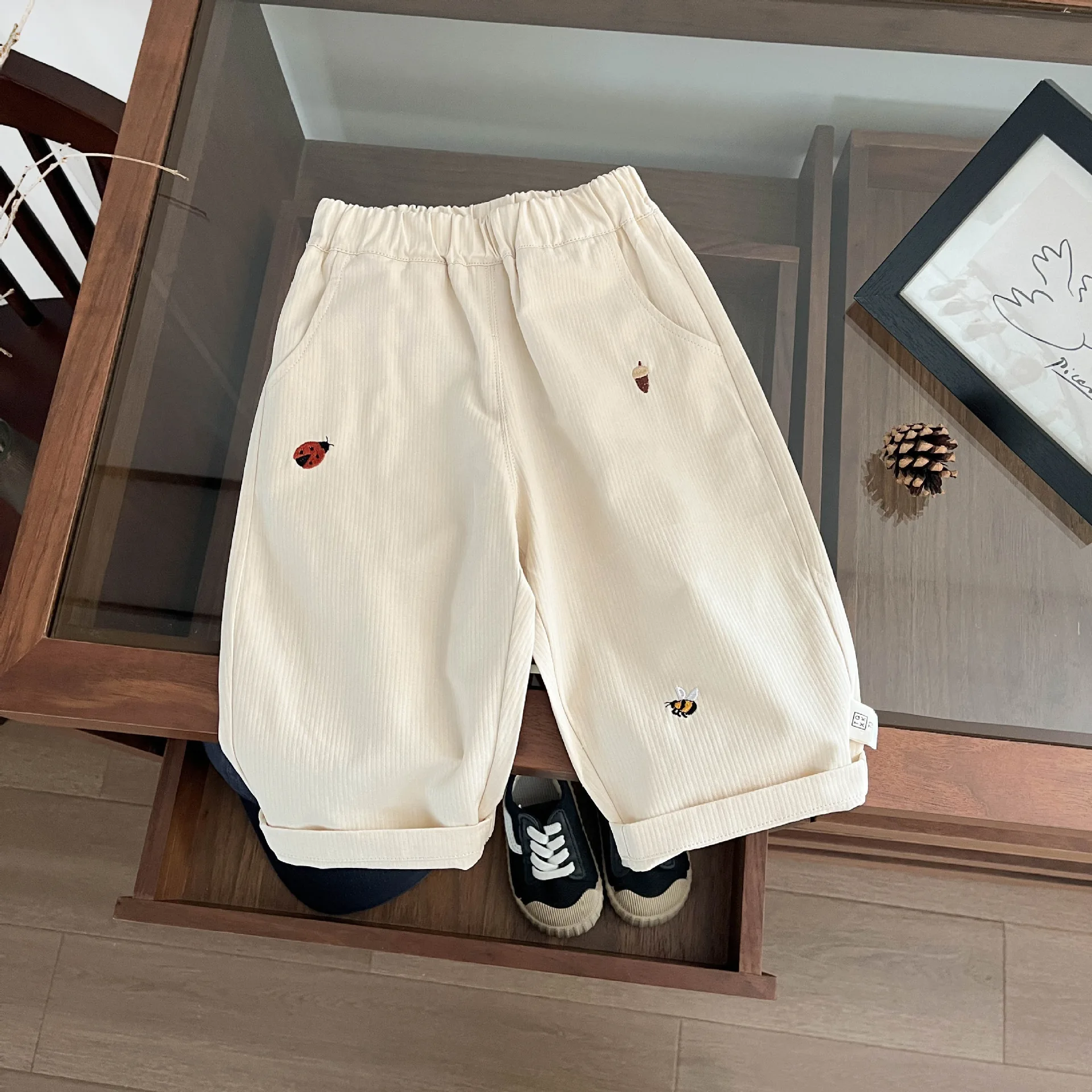 Baby Trousers Cotton Pants Autumn Baby Casual Pants Cartoon Embroidery Toddler Boys Loose Trousers Cotton Infant Girl Harem Pants Children Clothes