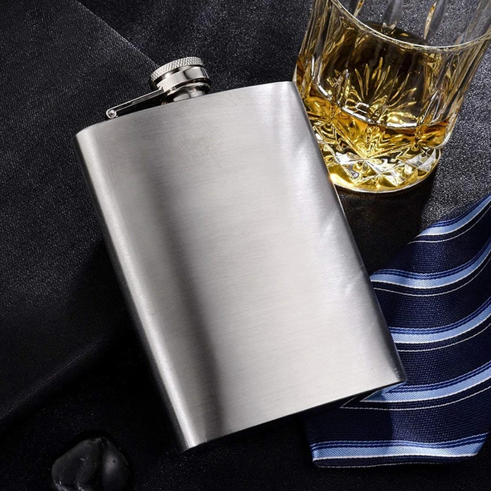 

6/8oz Silver Hip Flask Stainless Steel Whiskey Liquor Pocket Wine Bottle Large Capacity Outdoor Travel Portable Alcohol Flasks