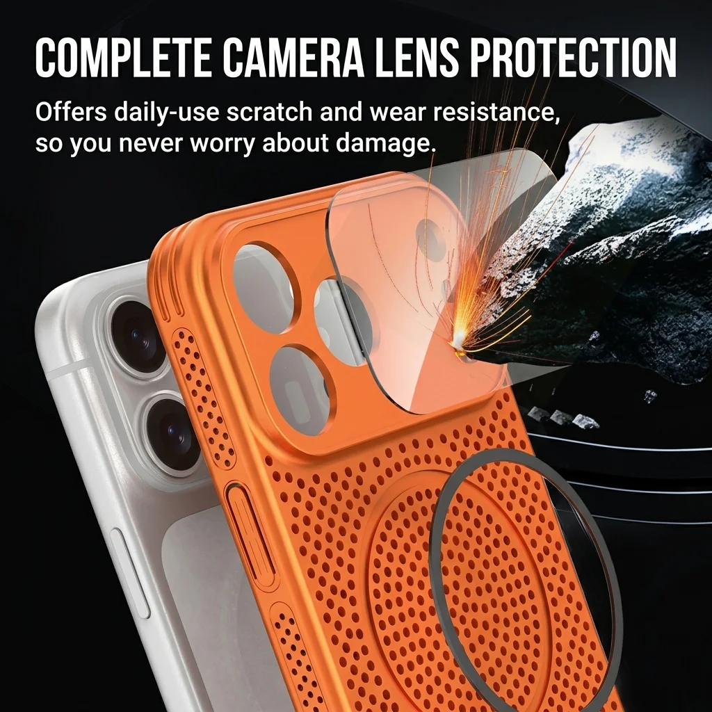 Aluminum Alloy Mesh Magnetic Case with Heat Dissipation and Full Lens Protection