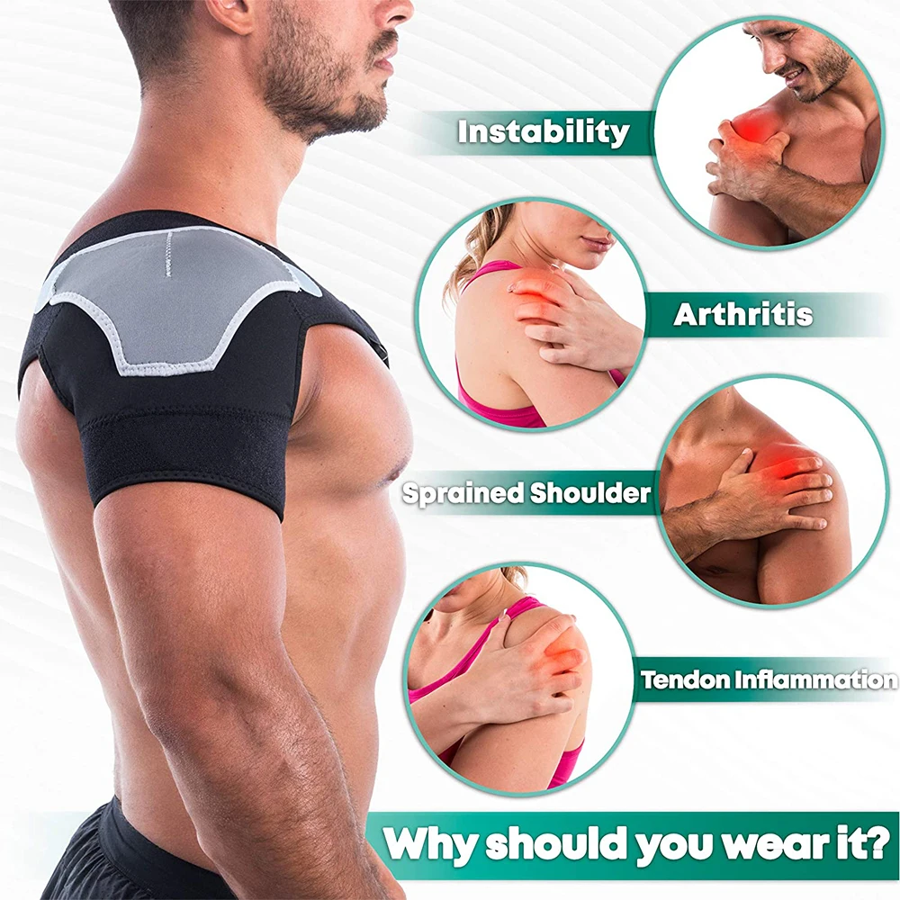 Shoulder Compression Support Straps Shoulder Brace Sleeves Immobilizer for Men Women Torn Rotator Cuff, Pain Relief, Dislocation
