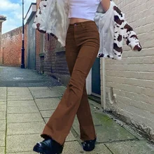 

Women's jeans high waist woman Flared Jeans Khaki Black Brown Pants Women's pants for women clothing trouser Jean women trousers