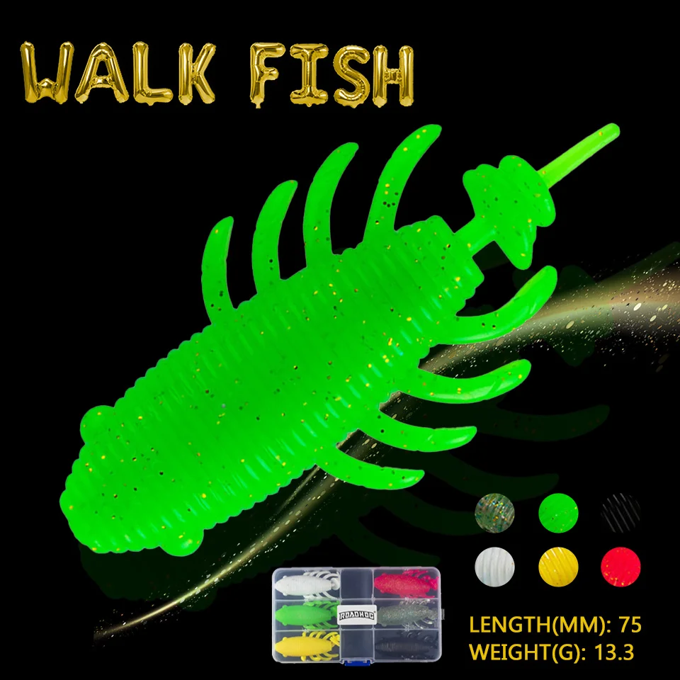 

WALK FISH 1 коробка 75 мм/13,3 г плавающие мягкие приманки Искусственные Силиконовые воблеры резиновые черные приманки для рыбалки свимбейт для карпа окуня рыба