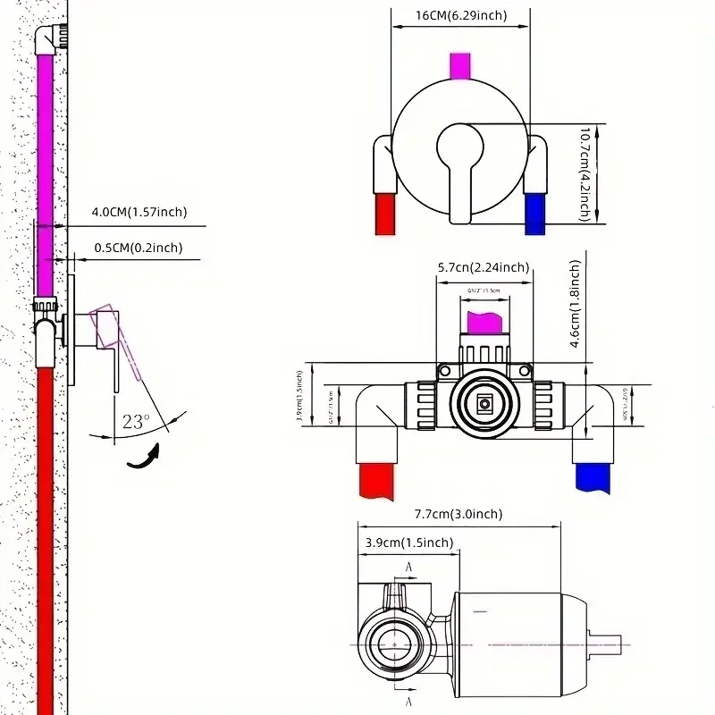 Elegant Black Wall-Mounted Dual Function Shower Faucet with "H" and "C" Labels - Classic Style, Copper Material,