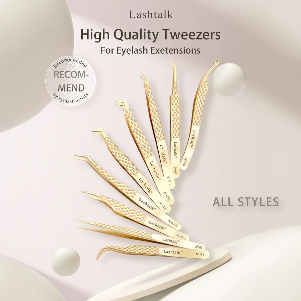 Lashtalk Eyelash Extension Tweezers Makeup Tools Stainless Steel Non-magnetic Volume FakeLashes Supplies Accurate