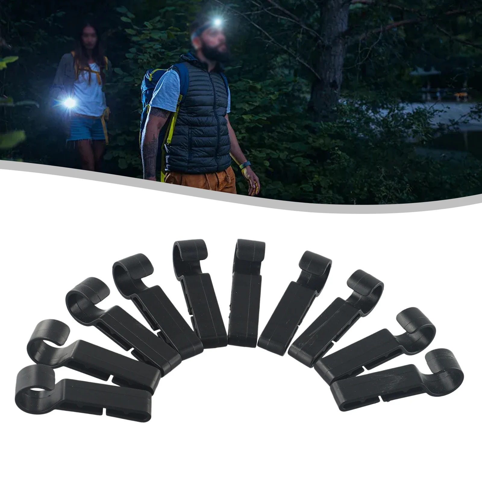 

10pcs Plastic Helmet Clips Easy Mount Hard Hat Light Clips Torch Headlamp Clamp Holder Led Flashlight Parts Accessories Black