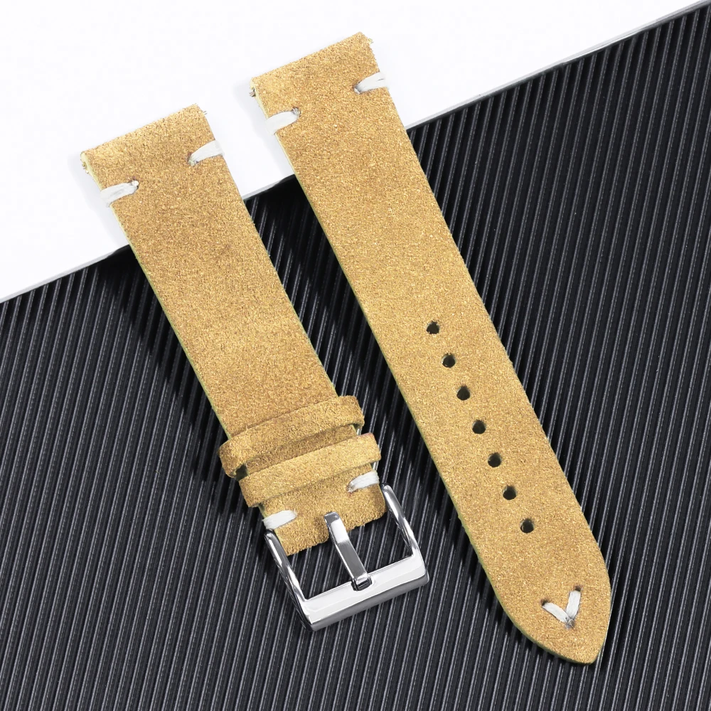 Vintage Handmade Suede Soft Watch Strap with Quick Release