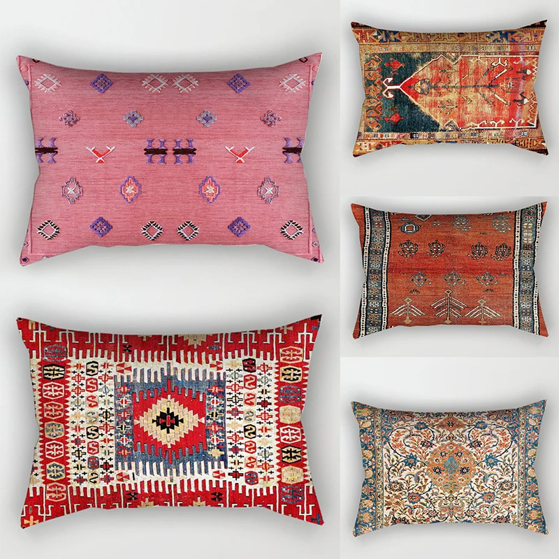 

Bohemian Patterns Linen Cushions Case Multicolors Abstract Ethnic Geometry Print Decorative Pillows Case Living Room Sofa Pillow