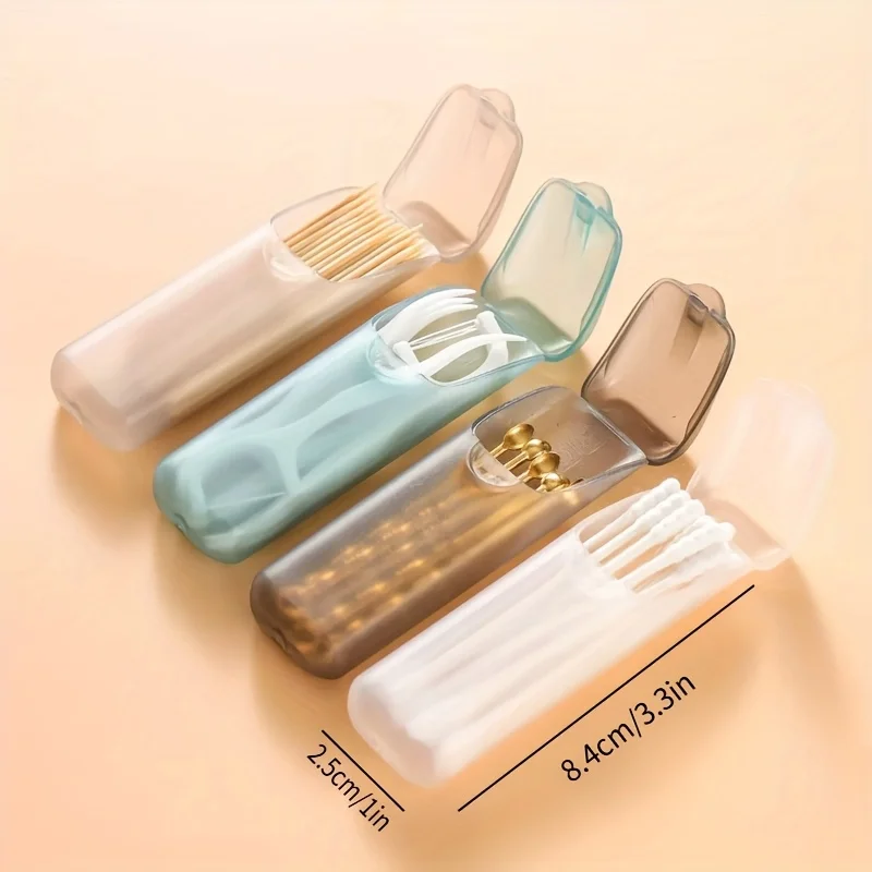 Dental Floss & Swab Case Portable Compact Pill Box Toothpick Holder Capsule Shaped Containers for Oral Care