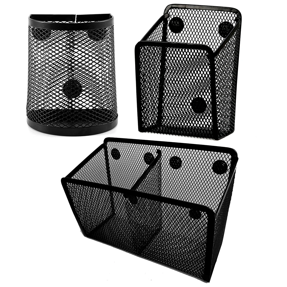 Mesh Magnetic Pencil Holder Metal Stationary Organizer Desktop Stationery Storage Mesh Basket for Refrigerator Locker Office 2