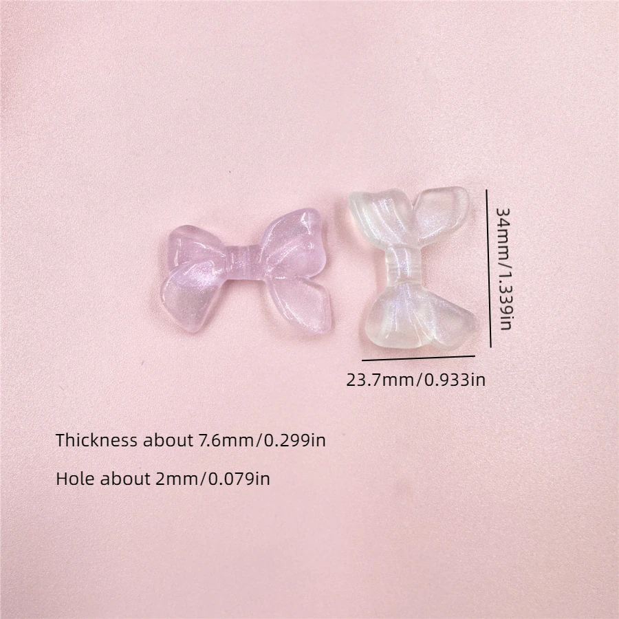 10pcs/set Big Mix Sparkling Transparent/Solid Acrylic Bow Beads DIY Bracelet Necklace Hair Pendants Jewelry Material Accessories