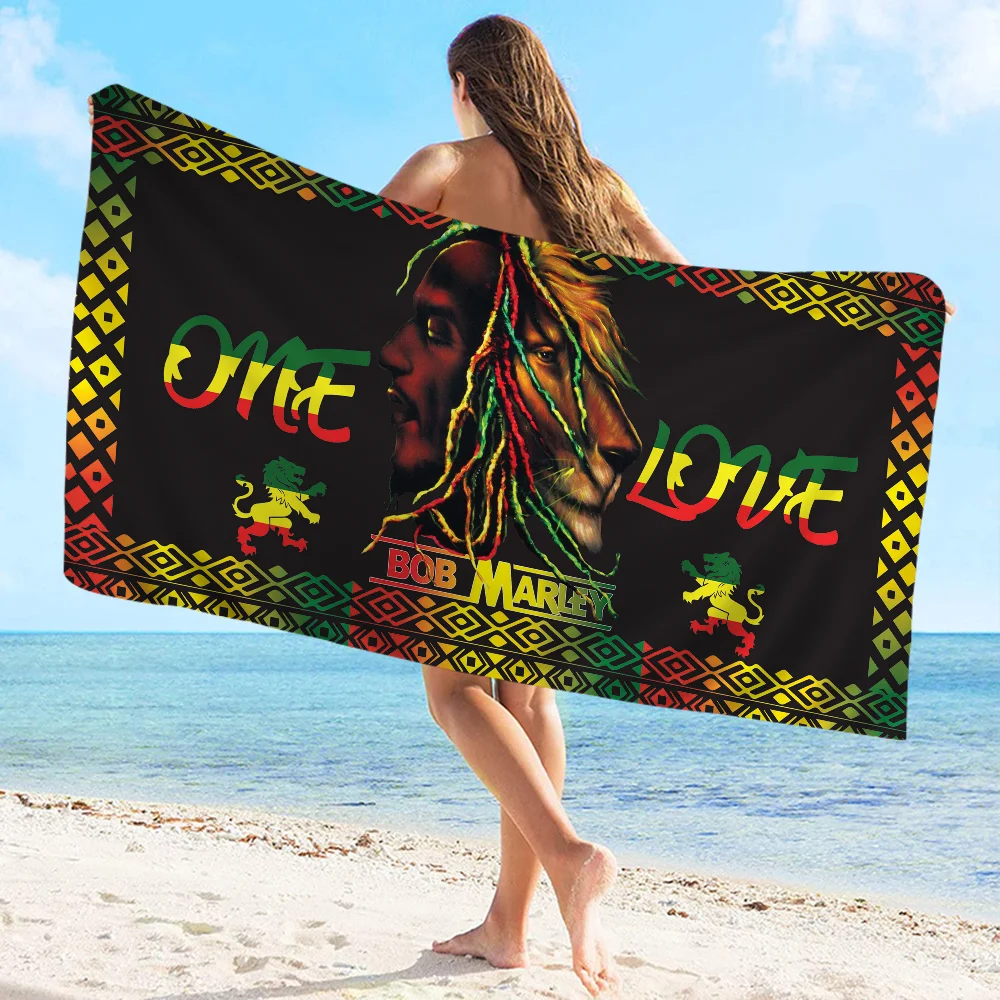 Bob Marley Reggae Music Jamaican Style Towel Microfiber Beach Towel Absorbent Quick dry Soft Yoga Swimming Resort Mountain