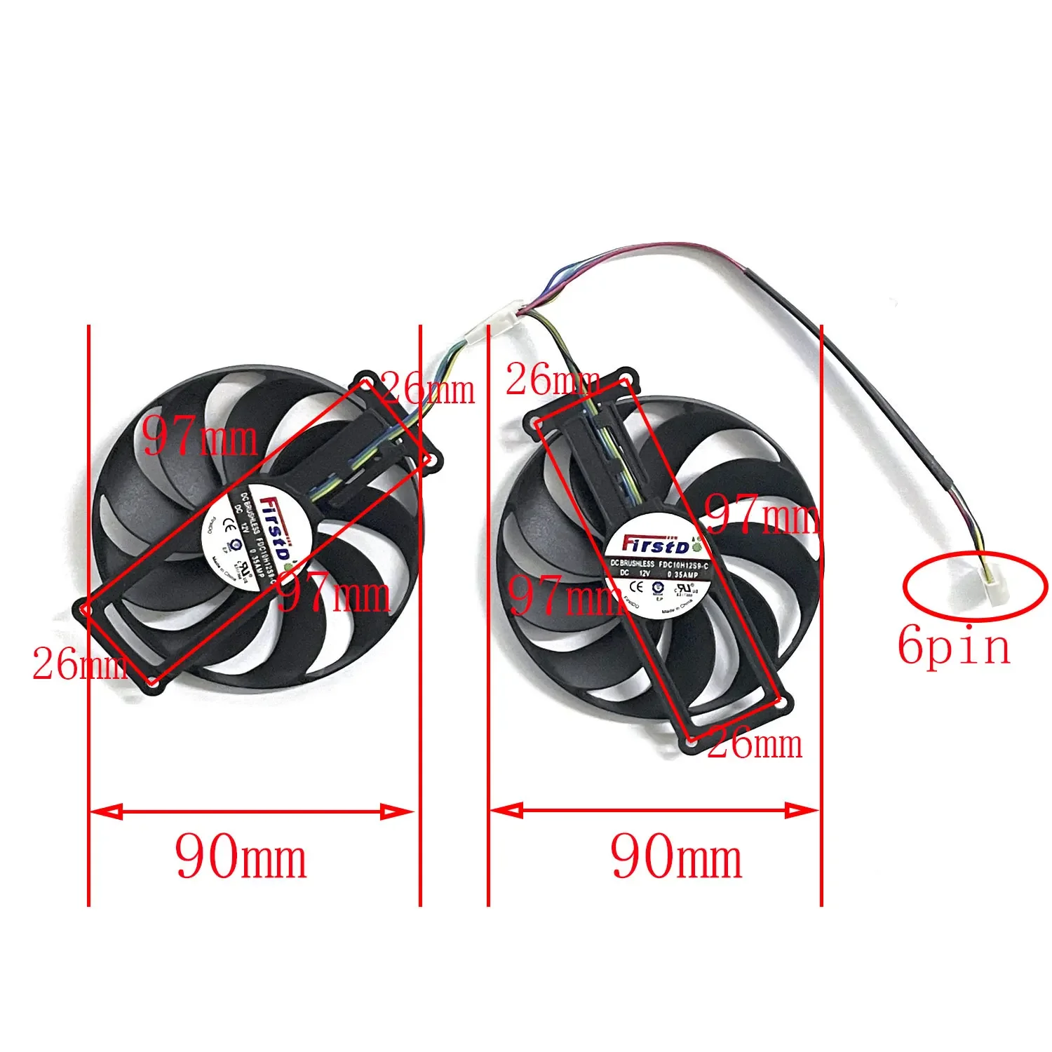 Rtx 2060 Super fã Gpu para Asus Gtx 1660 1660ti Duplo Evo oc Rtx2070 Placa Gráfica Ventilador Mais Frio Fdc10h12s9-c T129215su 6pin - Imagem 4