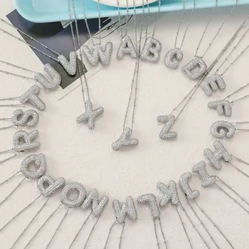 Collana con ciondolo con lettera color argento moda, strass in acciaio macchiato, collana con zirconi in argento, girocollo da donna, 26 lettere regalo 1