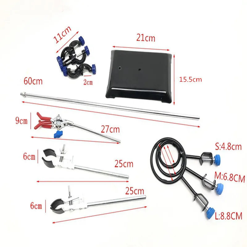 Laboratory Support Stand Rack With 3 Adjustable Clips and 3 Hoods School Supplies Stainless for Chemical Biology Teaching