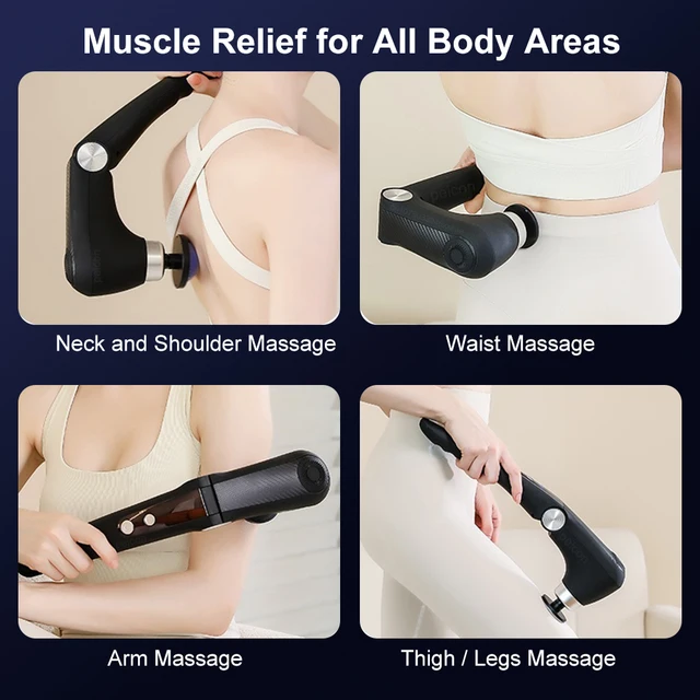 Fascia Gun Muscle Massager Gun with Extended Handle Portable Relaxation Deep Tissue Massage Neck Shoulder Back Leg Body Massager 3