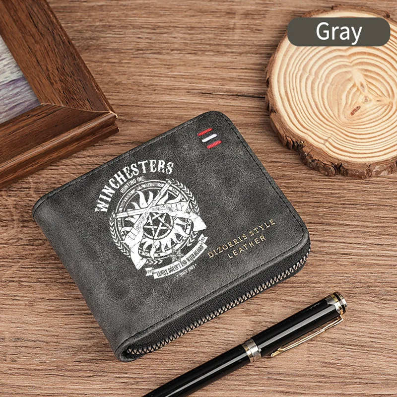 Supernatural Multifunktionale Vintage-Kurzgeldbörse für Herren mit Reißverschluss, Münzfach, lässiger Schnallen-Gürtel und Geldbeutel für Studenten als Geschenk – Detail 8