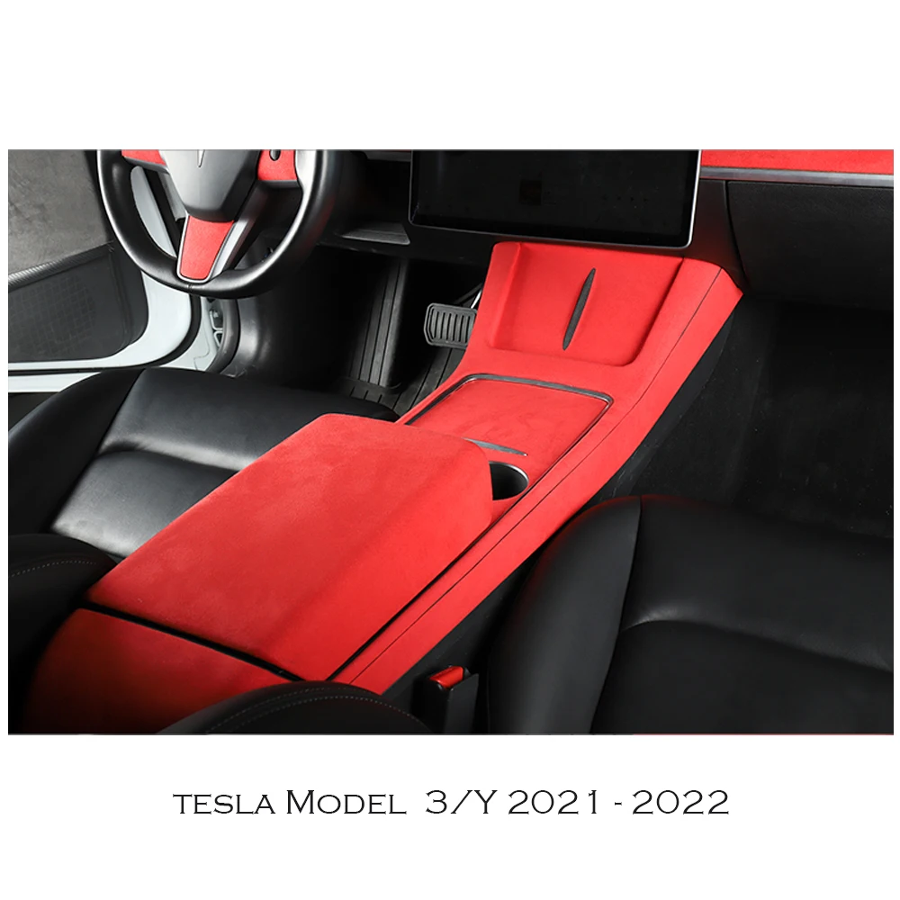 Center Console Wrap Kit For Tesla Model 3/Y 2023 2022 Original Gray Suede  Frabic Trims Interior Decoration