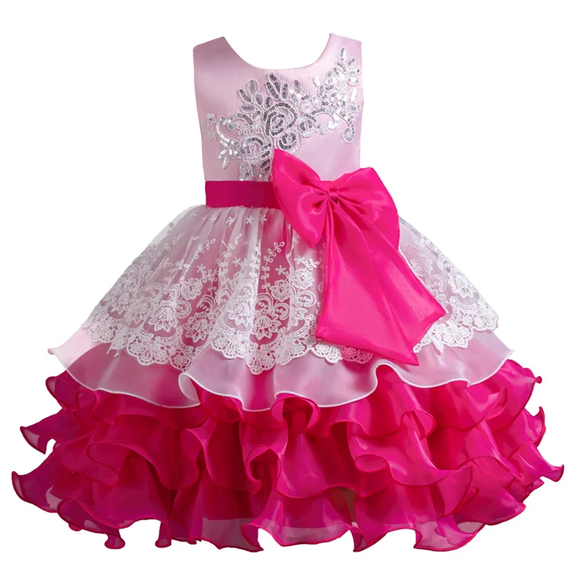 White Wedding Birthday Gown Lace Tutu Princess Dress Floral Embroidery Girls Children Clothing Kids Party For Girl Clothes girls dress princess costume