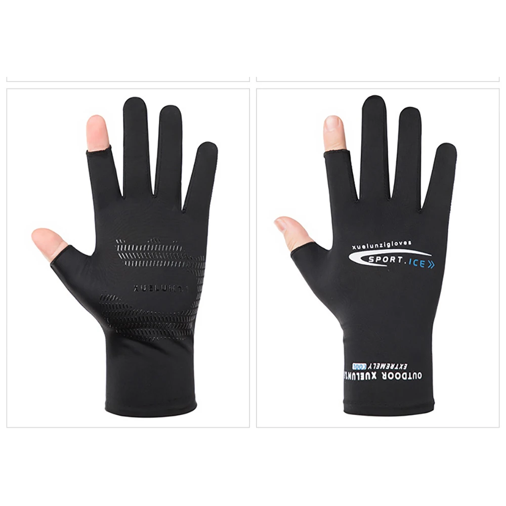 Fishing Gloves  Leaking Half Finger Ice Silk Gloves  UV Protection Gloves  Summer Sun Protection Non-Slip Gloves  High Elastic G