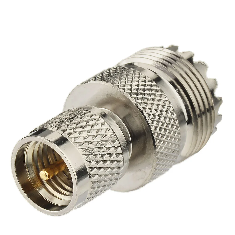 

Superbat 5pcs Mini-UHF to UHF Adapter Mini-UHF Male to UHF Female Straight RF Coaxial Connector