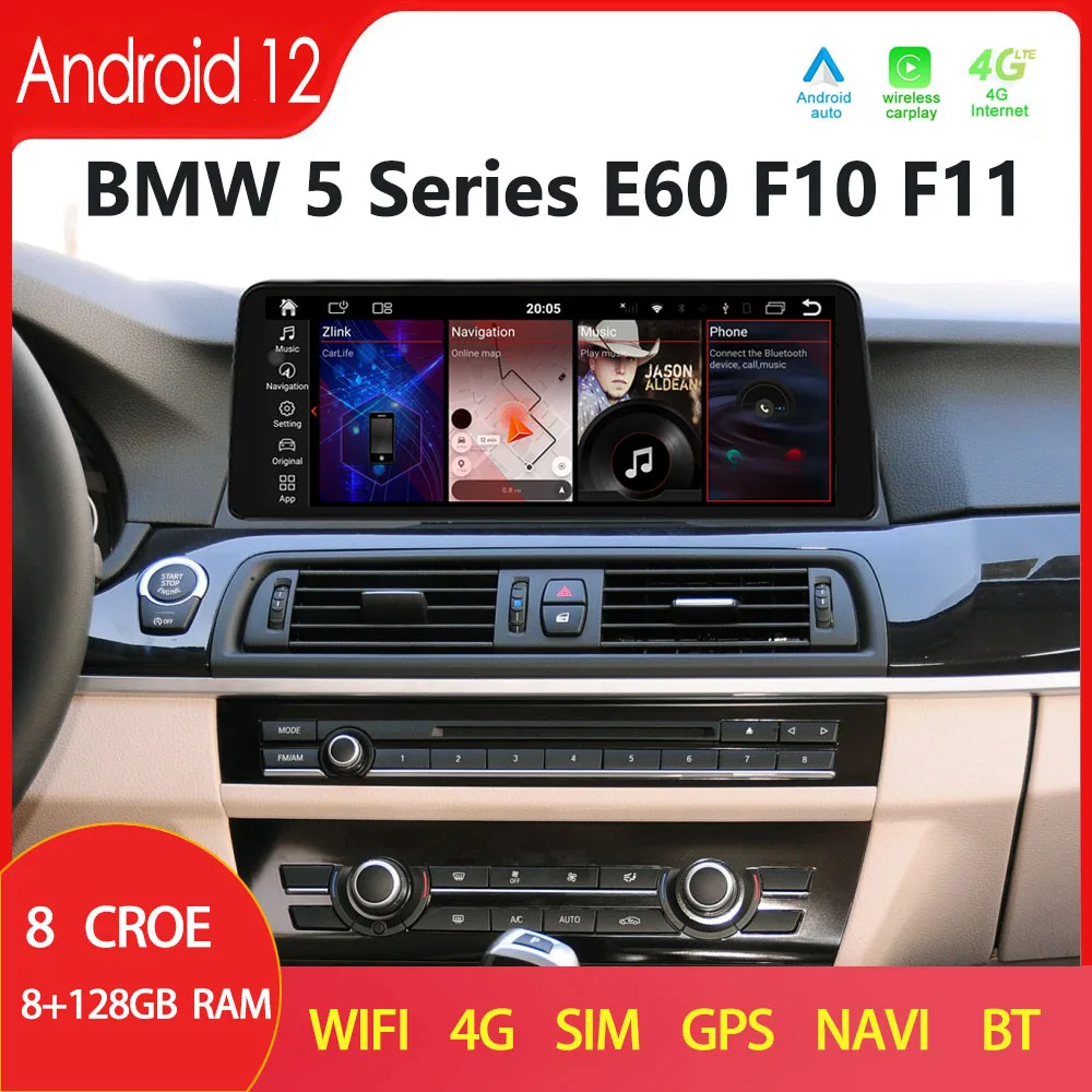 

For BMW 5 Series Android 12 E60 206to2010 Carplay Car Radio GPS Navigation Multimedia Player HD Touch Screen 8Core 8G+128G 4G