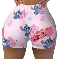 Stitch & Lilo Cartoon Women Workout Shorts Seamless Scrunch Butt Lifting High Waisted Gym Fitness Running Short Pants 1