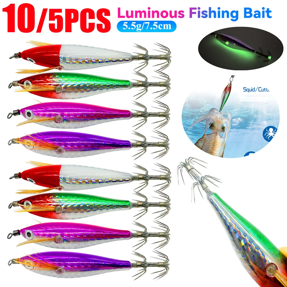 Luminous Fishing Bait Octopus Cuttlefish Fishing Bait Simulation Squid Hook Lure Hook Fishing Tackles Fishing Lures for Fishing