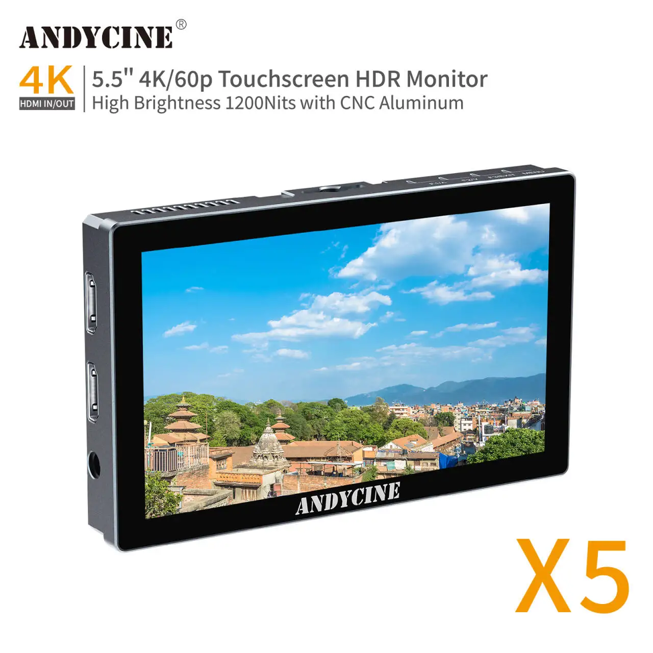 Andycine-X5タッチスクリーンモニター、高輝度、4k、HDMI