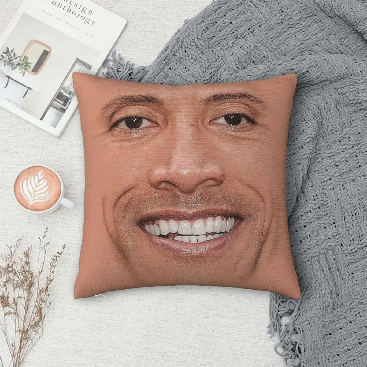 Sobrancelha meme dwayne the rock johnson impressão lance capa de almofada  moda quadrado caso almofadas de casamento não incluir