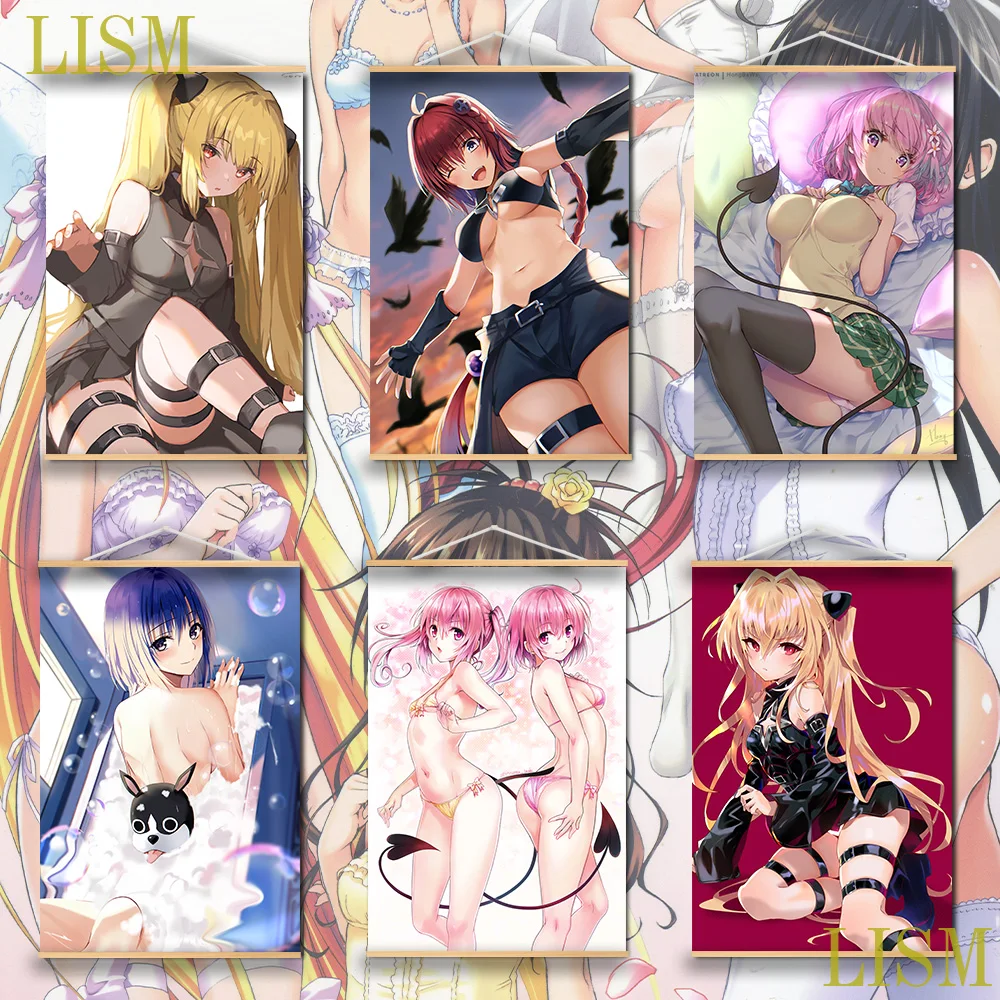 

To Love Ru Golden Darkness Momo Lala Haruna Anime Poster manga picture with solid wood hanging scroll canvas painting