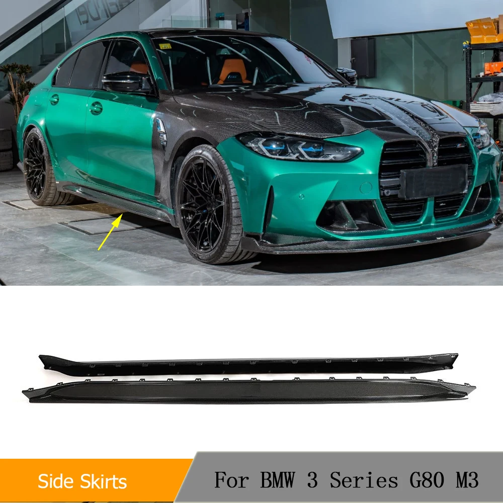

Carbon Fiber Car Side Skirts Body Kits For BMW 3 Series G80 M3 2019 - 2022 Car Body Kits Side Door Bumper Skirts Extension Lip