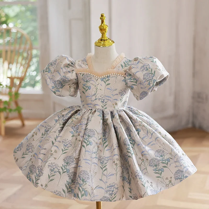 

High-end 2023 Baby Spanish Lolita Princess Ball Gown Beading Design Birthday Baptism Party Easter Eid Dresses for Girls