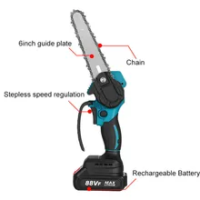  3000w Cordless Chain Saw 6 Inch Electric Chainsaw Rechargeable Pruning Wood Cutting Power Tools For 18V Battery 