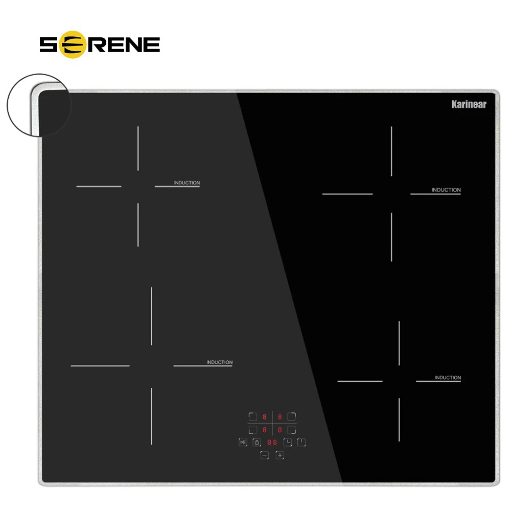 

24 Inch Karinear Induction Cooktop, 4 Burner Electric Cooktop Built-in Induction Cooker with Glass Protection Metal Frame