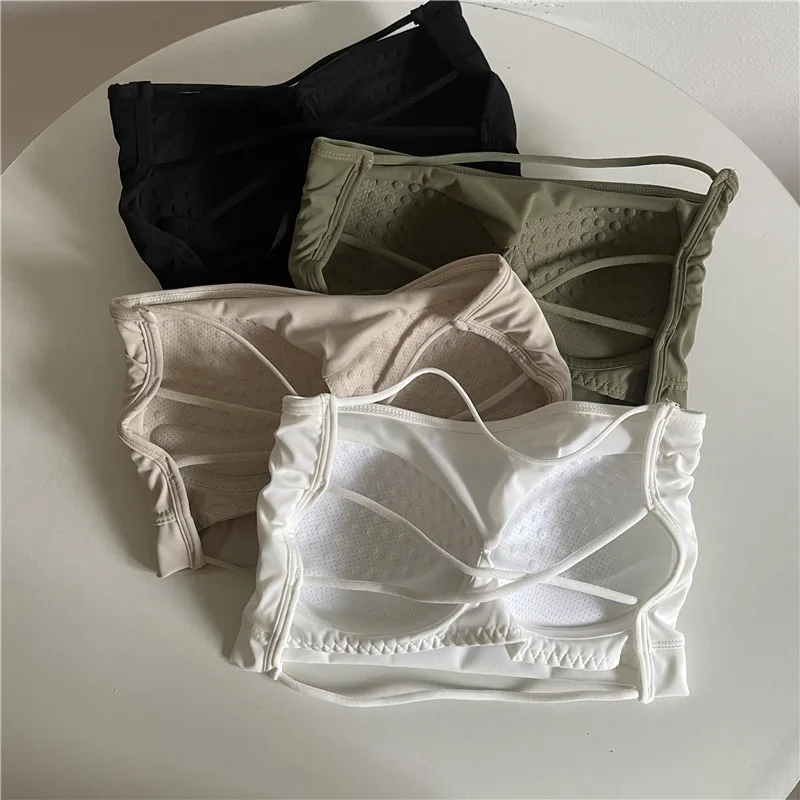 Description Picture 2 of itemSeamless Tube Top Ice Silk Sexy Wrap Chest for Women Push Up Bras Strapless Underwear Solid Color Bralette Lingerie Tops