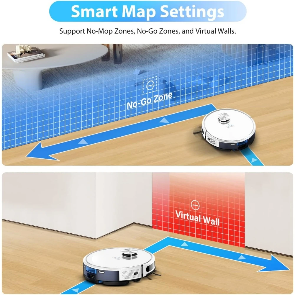 Commercial Washing Robots, 4000Pa Suction Robotic Vacuum Cleaner, 150Mins Max & Smart Mapping, Robot Vacuum and Mop Combo