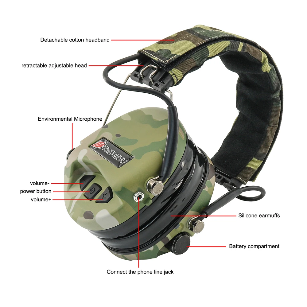 TAC-SKY 2023 Tactical Headset SORDIN IPSC Version Silicone Earmuffs Noise Canceling Pickup Headset Electronic Shooting Earmuffs