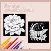Black Themed Adult Coloring Book Multi-Element Art for Relaxation Featuring Flowers, Sailboats, Portraits, and Cosmic Designs 3