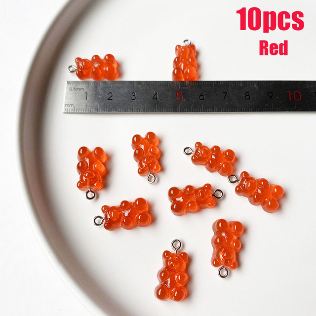 Colorful Gummy Bear Pendant Charms for Necklace Bracelet Diy Earrings Jewelry Bears Valentine's Day Gift 2.1*1.1cm